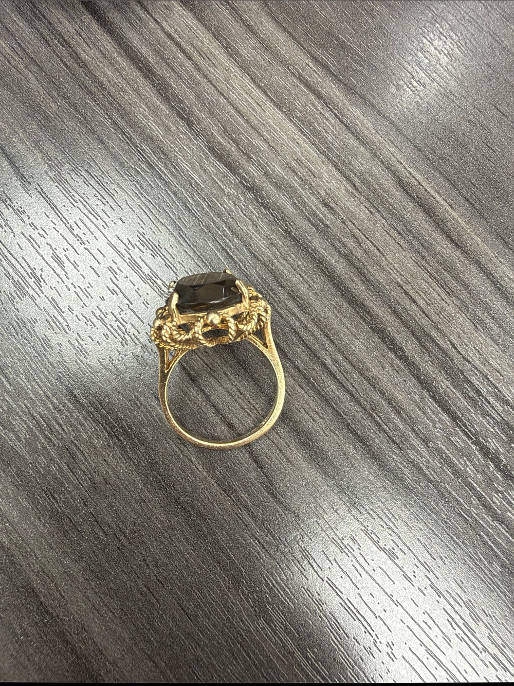 Gold-Tone Ring with Smoky Brown Gemstone